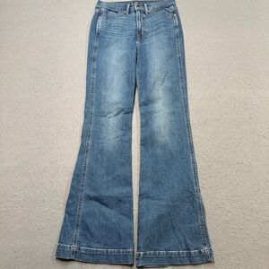 GAP Flare Jeans Women's 4/27 Blue Denim High Rise Medium Wash Whiskered Stretch